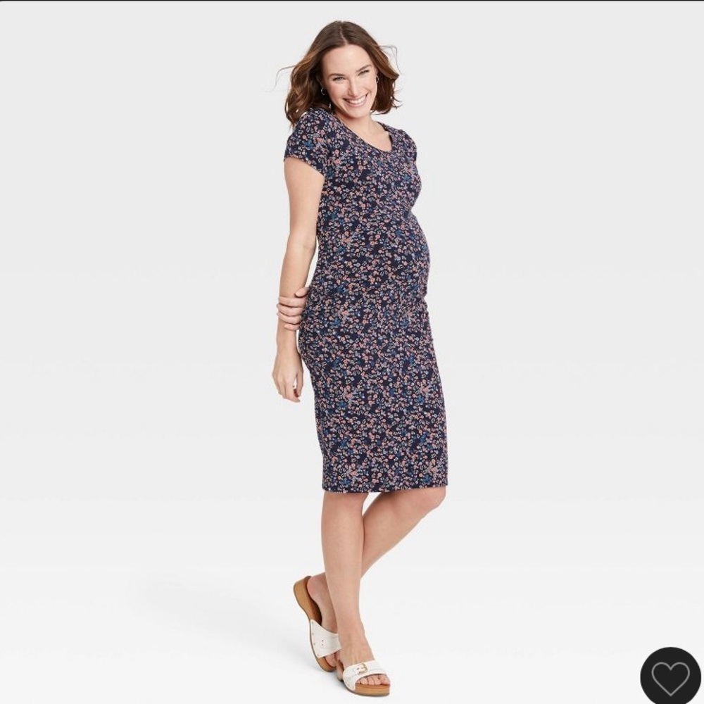 Isabel Maternity navy body con dress floral Sz M